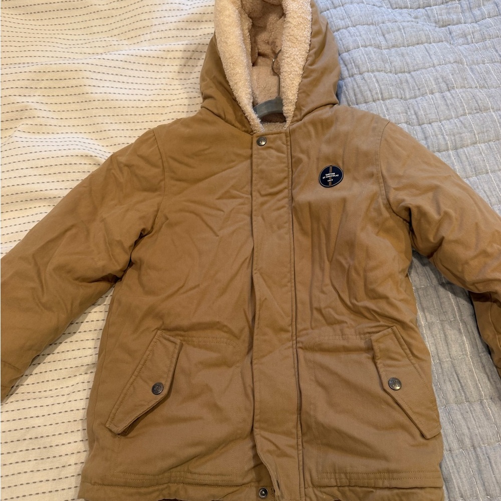Tartine et Chocolat Hooded sherpa lined coat Jacket size 8
